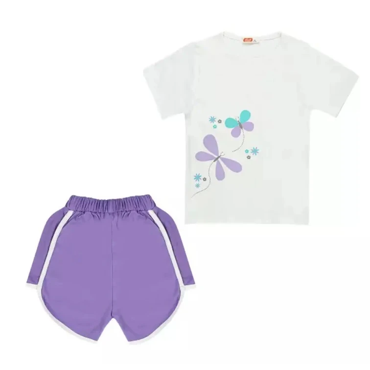 ست تی شرت و شلوارک دخترانه مدل MDSS-CG4172