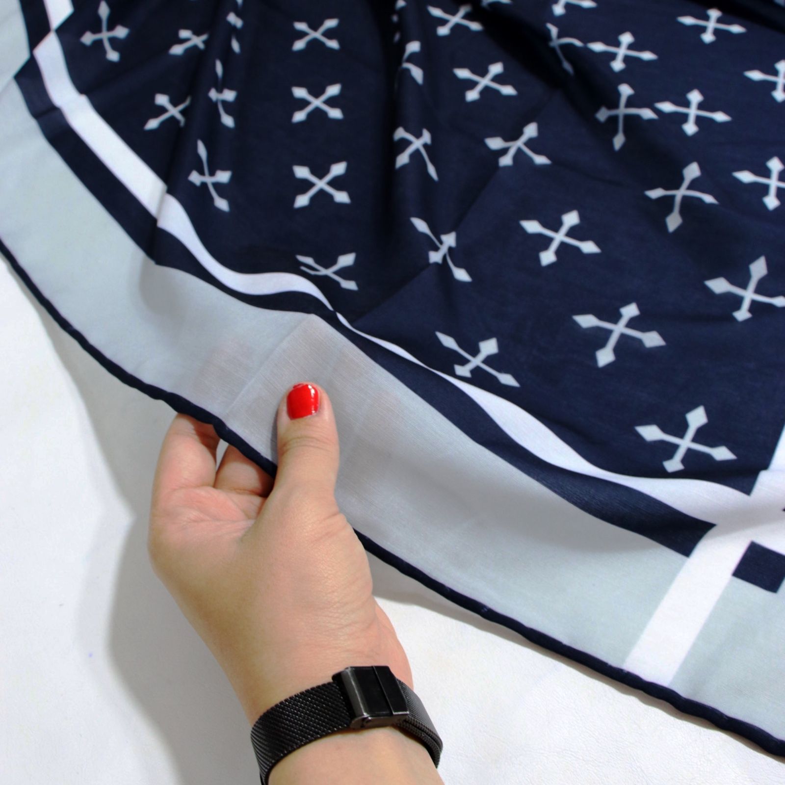 روسری زنانه مدل نخی خنک تابستانه محبوب با پترن ستاره کد ana-7096 -  - 10