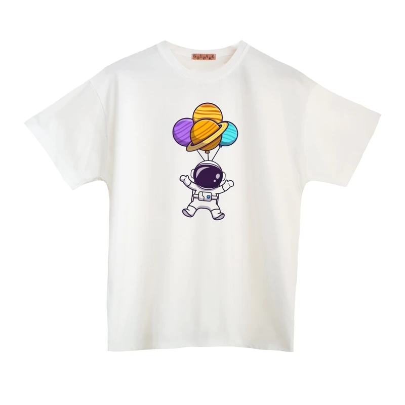 کراپ‌تی شرت آستین کوتاه بچگانه مدل فضانورد و بادکنک