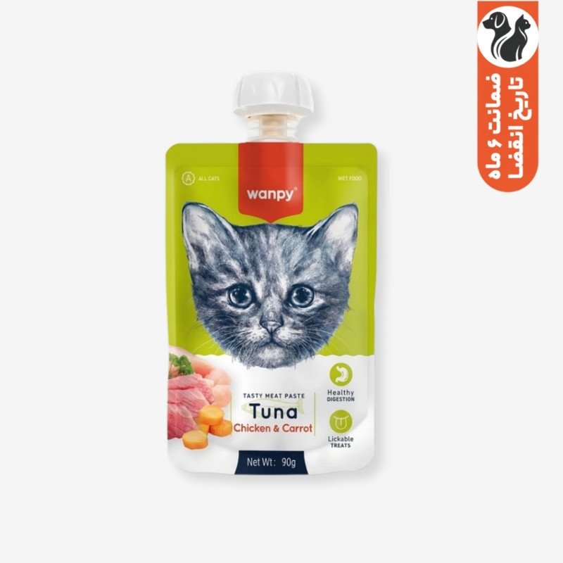 پودینگ گربه ونپی مدل سفارش اروپا با طعم ماهی تن و مرغ و هویج وزن 90 گرم
