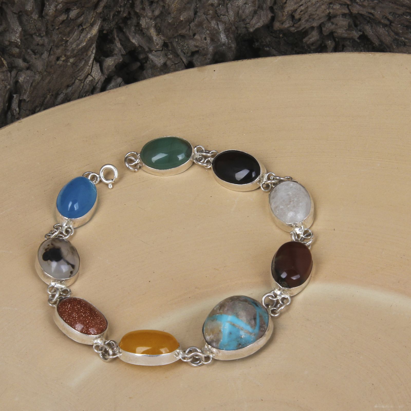 دستبند نقره زنانه مدل چند جواهر کد DP_846 - - 3