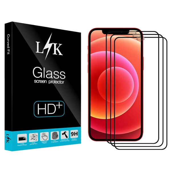 محافظ صفحه نمایش ال کی مدل +HD مناسب برای گوشی موبایل اپل Iphone 12 بسته سه عددی