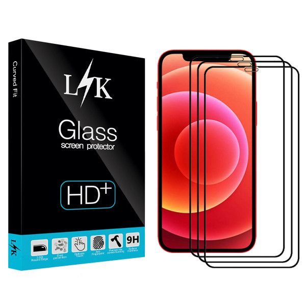 محافظ صفحه نمایش ال کی مدل Hard glass مناسب برای گوشی موبایل اپل Iphone 12/12Pro بسته سه عددی