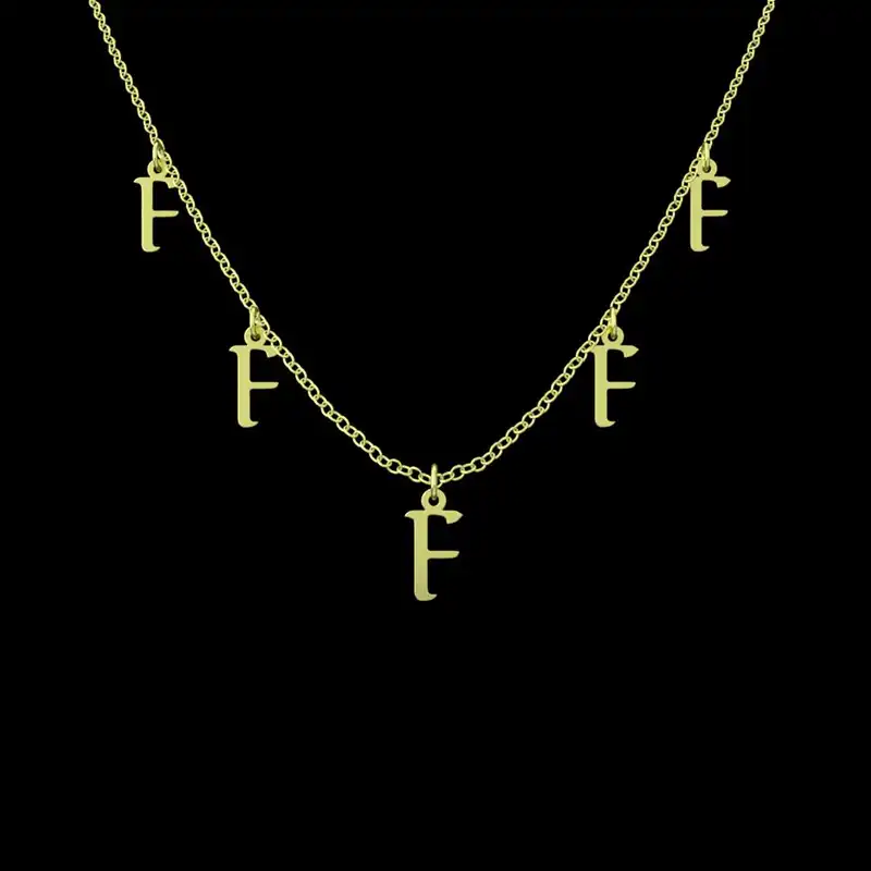 گردنبند طلا 18 عیار زنانه مدوپد مدل حرف F کد RNA16918