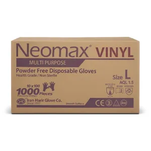 دستکش وینیل غیر پودری حریر مدل نئومکس سایز بزرگ (L) بسته ۱۰۰۰ عددی
