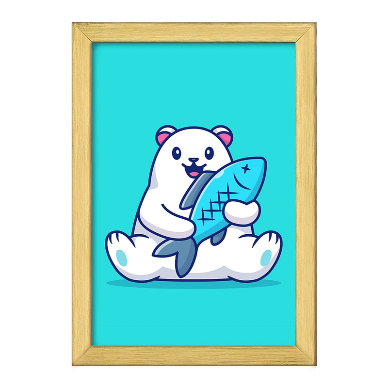 تابلو خندالو طرح حیوانات بامزه خرس قطبی کد 29734