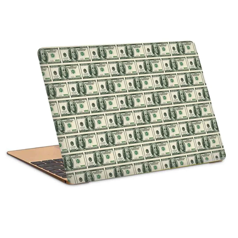 استیکر لپ تاپ طرح 100 dollar sheet کد c-2مناسب برای لپ تاپ 15.6 اینچ
