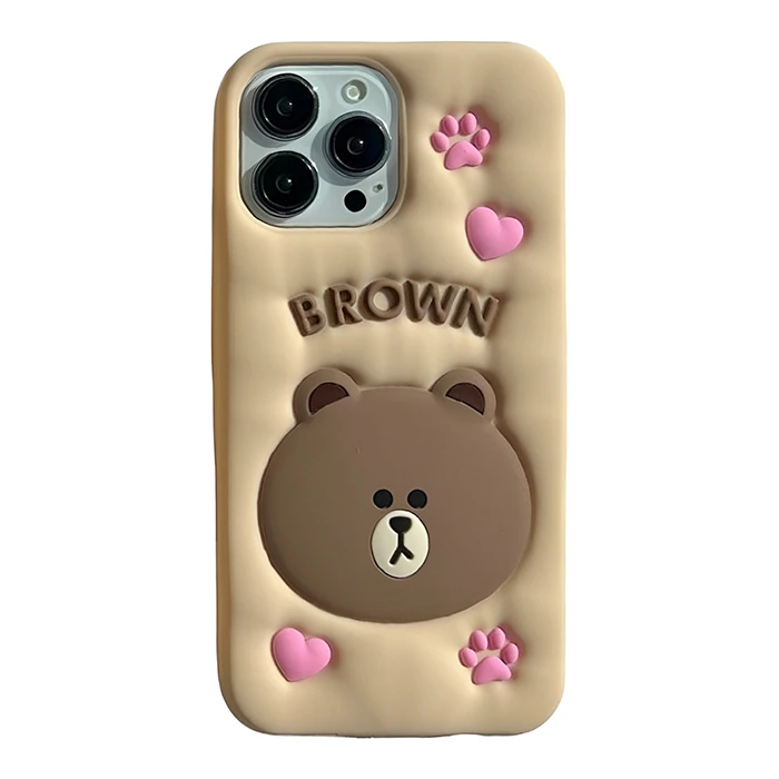 کاور طرح خرسی BROWN مناسب برای گوشی موبایل اپل IPHONE 14 PRO MAX/15 PRO MAX