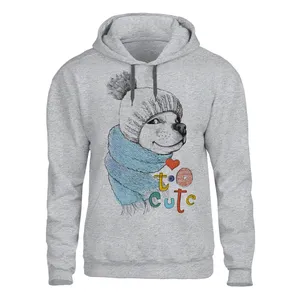 هودی مردانه مدل DOG کد J222 رنگ طوسی