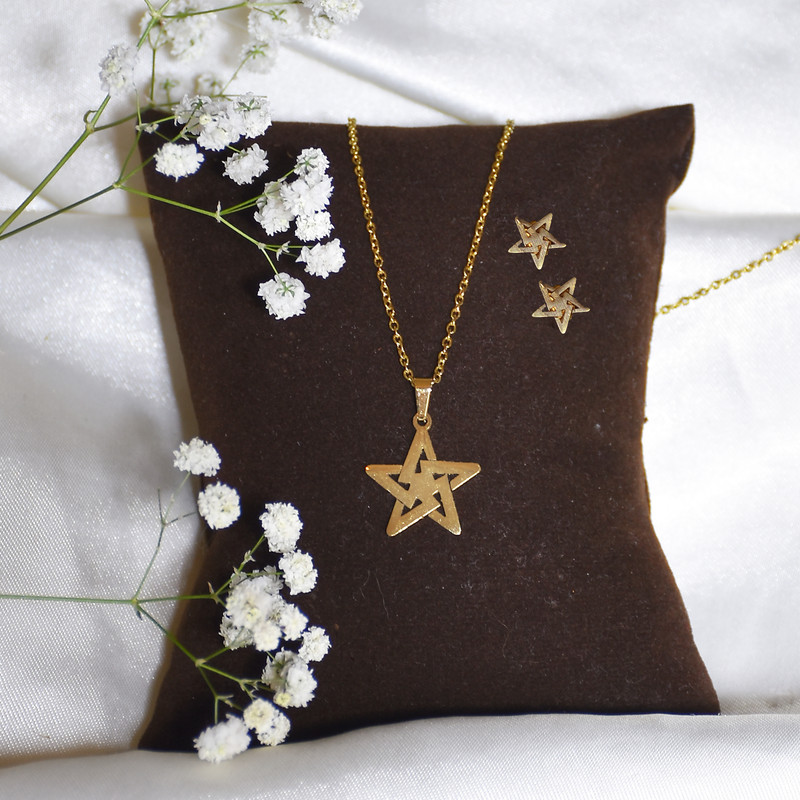 نیم ست زنانه مدل استیل ستاره ای کد NSAT01