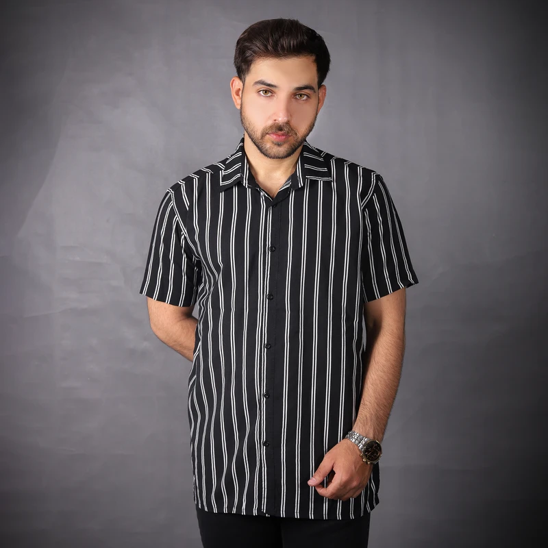 پیراهن آستین کوتاه مردانه مدل راه راه 1545