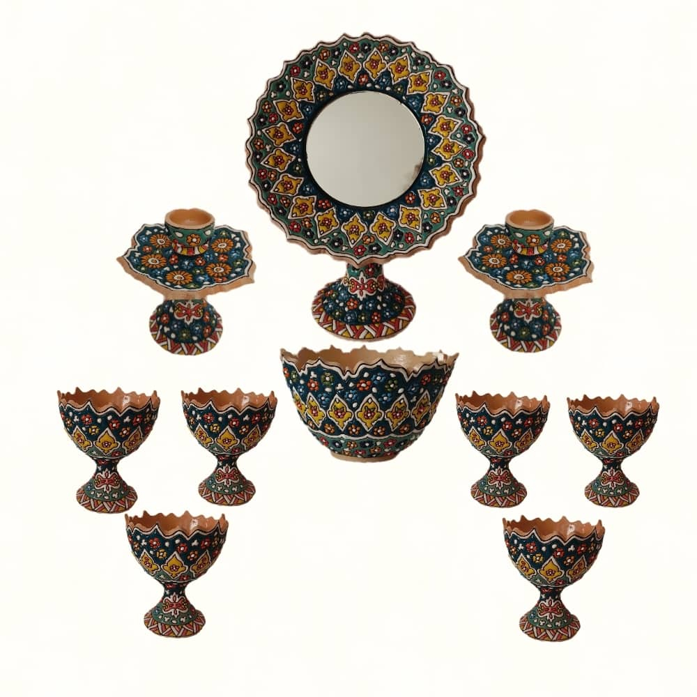 ست ده تیکه هفت سین میناکاری مدل لوزی