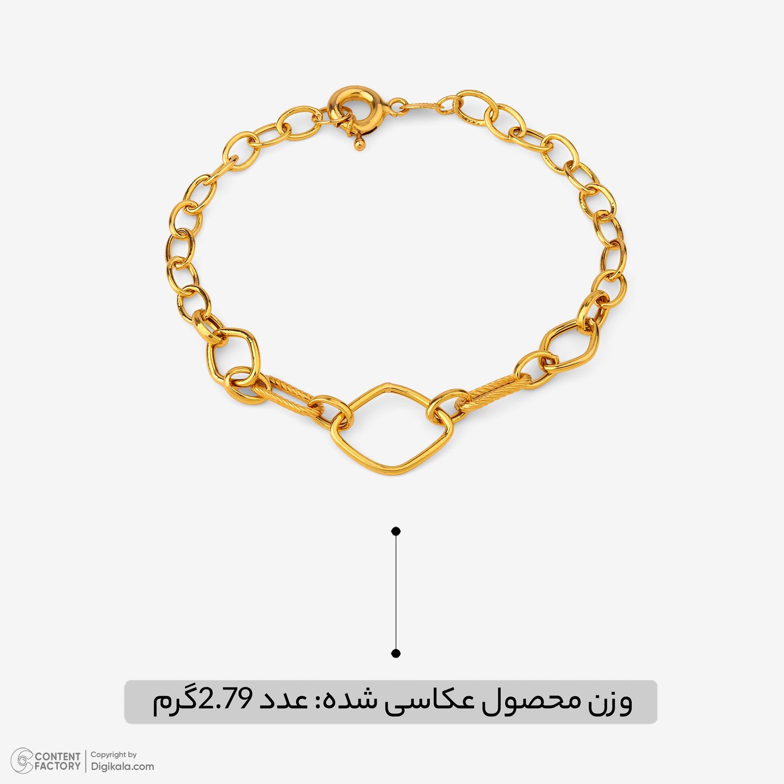 دستبند زنجیری طلا کم اجرت 18 عیار زنانه حانیه مدل 2052 -  - 3