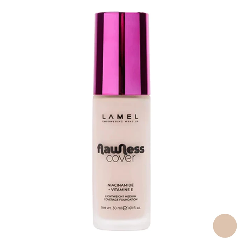 کرم پودر مایع لامل مدل Flawless Cover شماره 03 مناسب برای انواع پوست حجم 30 میلی لیتر