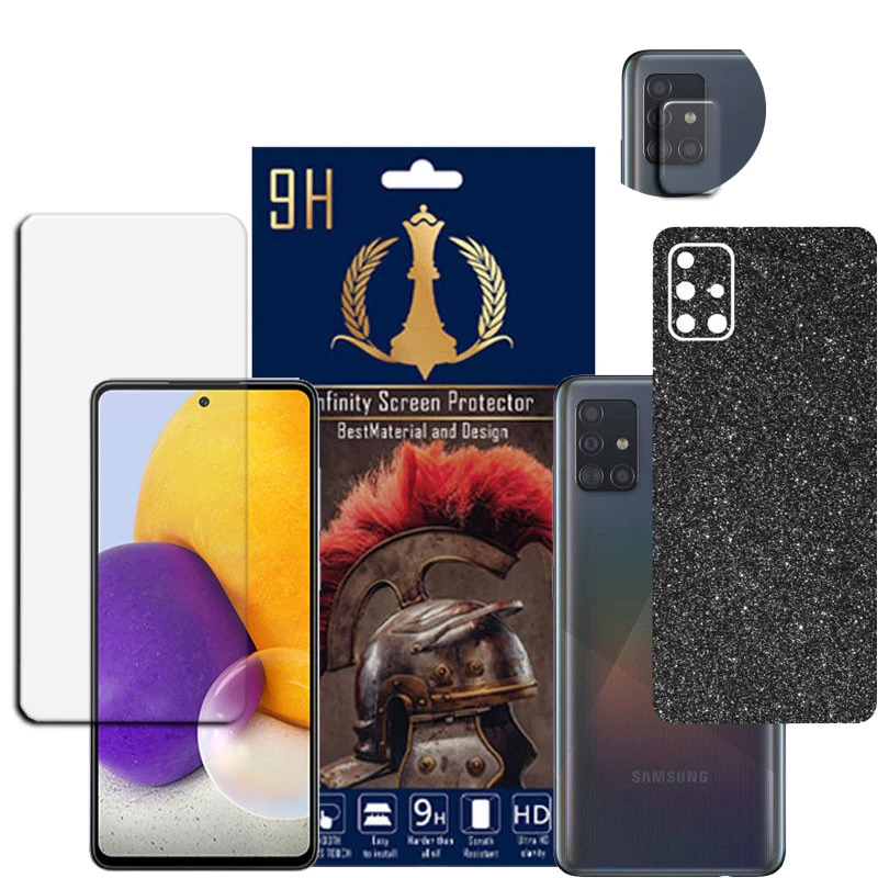  برچسب پوششی اینفینیتی مدل PRO MAX مناسب برای گوشی موبایل سامسونگ GALAXY A71 به همراه محافظ صفحه نمایش و محافظ لنز دوربین