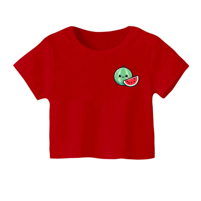 کراپ‌ تی‌شرت آستین کوتاه زنانه مدل هندوانه یلدایی کد 24