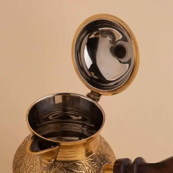 قهوه جوش برنجی مدل دسته چوبی کد 4.5 CUP