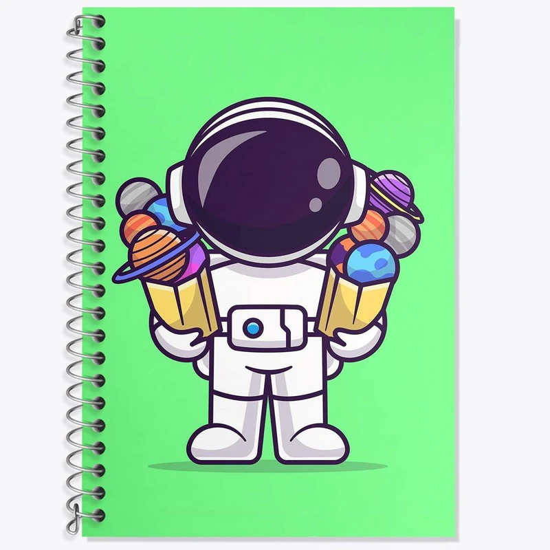 دفتر زبان 50 برگ خندالو مدل دو خط طرح فضانورد کد 25117