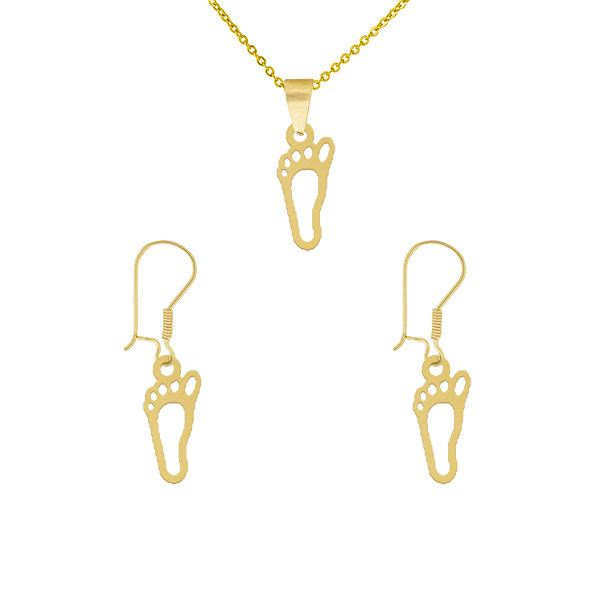 نیم ست طلا 18 عیار زنانه طلای کامک طرح پا