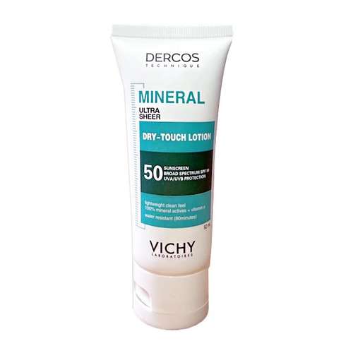 کرم ضد آفتاب بدون رنگ ویشی SPF 50 مدل  Dercos ‌مناسب انواع پوست‌ حجم 92 میلی‌لیتر