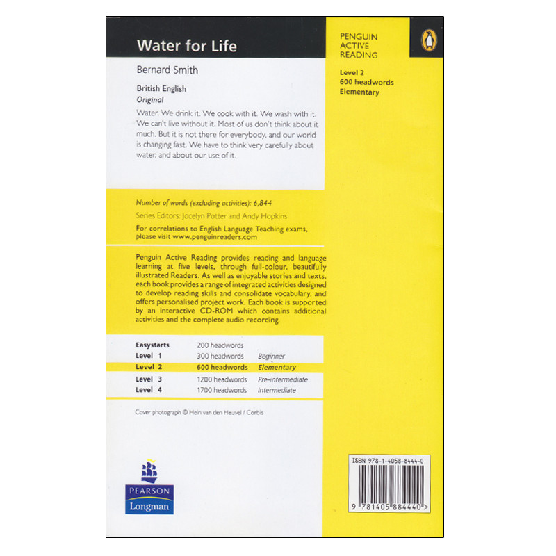 کتاب Penguin Active Reading Level 2 Water For Life اثر Bernard Smith انتشارات الوندپویان
