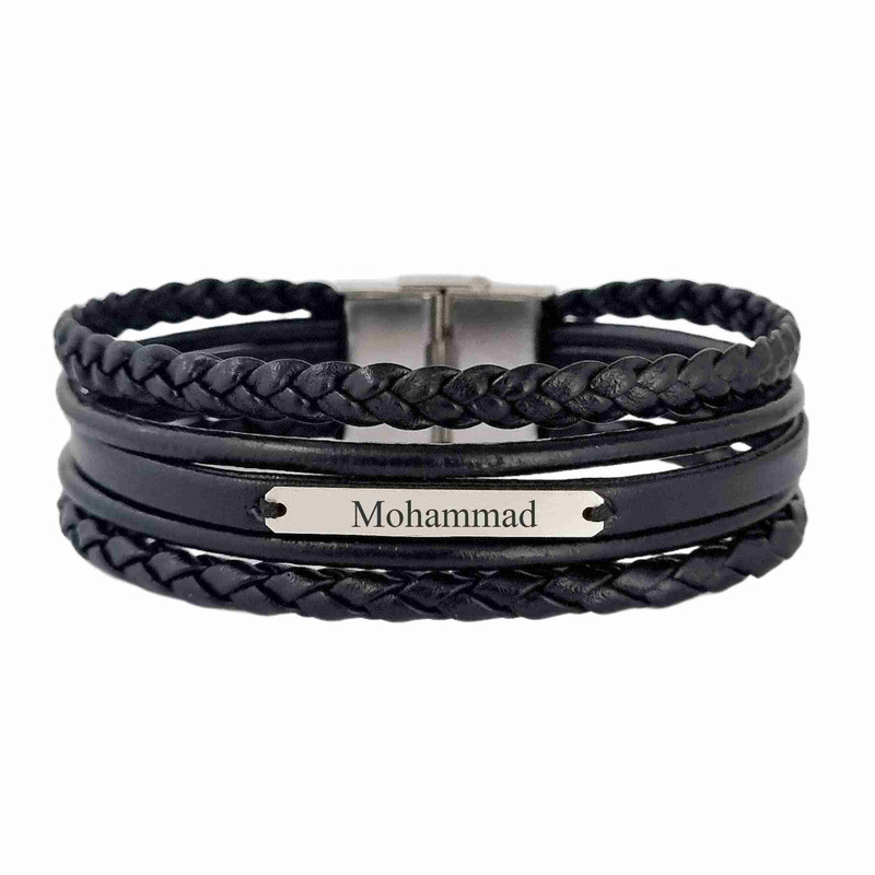 دستبند نقره مردانه لیردا طرح اسم محمد