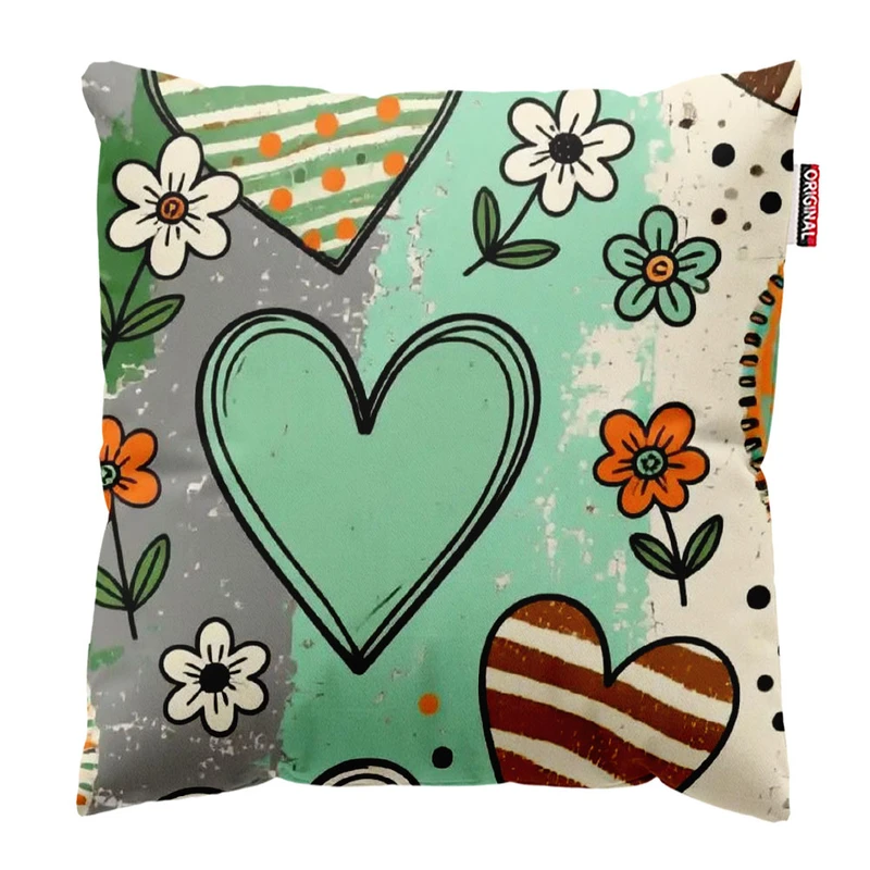 کوسن پاد آفرین طرح قلب و گل کد 4313 سایز 40*40 سانتی متر