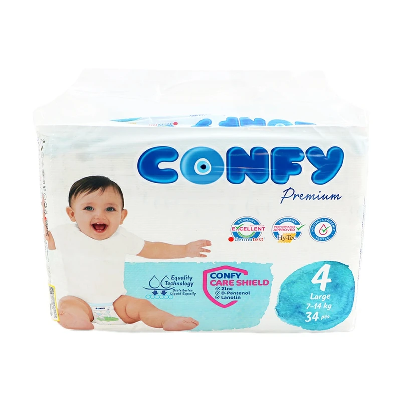 پوشک کودک کانفی سایز 4 مدل Premium بسته 34 عددی