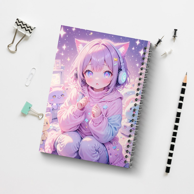 دفتر مشق 50 برگ خندالو طرح دختر انیمه ای کد N1999