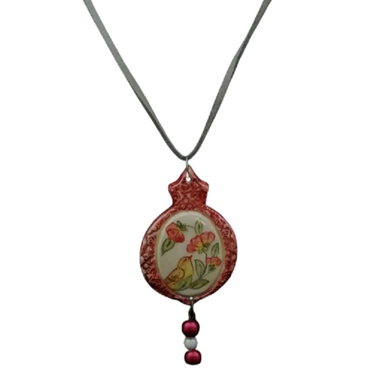 گردنبند دخترانه مدل انار طرح گل و مرغ لاستردار کد 9087975