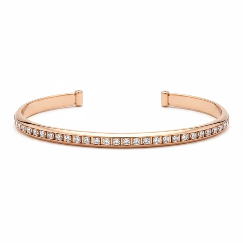 دستبند النگویی زنانه ژوپینگ مدل بنگل فول نگین کلاسیک کد 221   