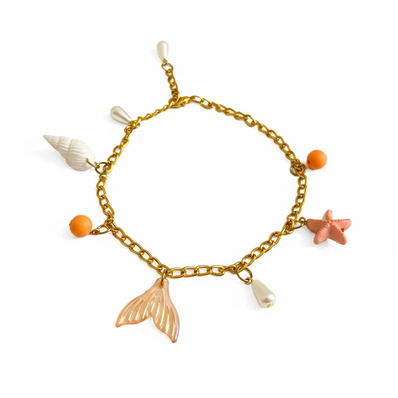 پابند دست ساز زنانه مدل صدف و ستاره دریایی