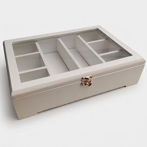 جعبه پذیرایی 8 بخشی پایه چوبی جنس MDF برای دمنوش، تنقلات و چای کیسه‌ای