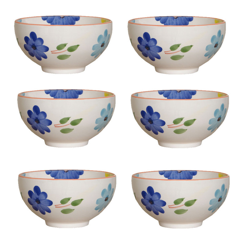 کاسه سفالی طرح گلدار مدل k02 بسته 6 عددی