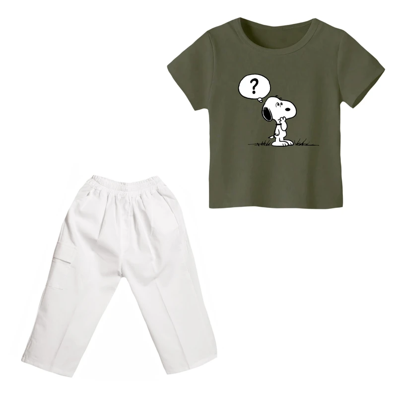 ست تی شرت و شلوارک پسرانه مدل اسنوپی کد 20