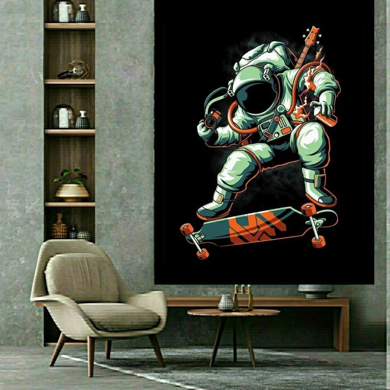 پوستر پارچه ای طرح فضانورد اسکیت سوار کد SDP4913