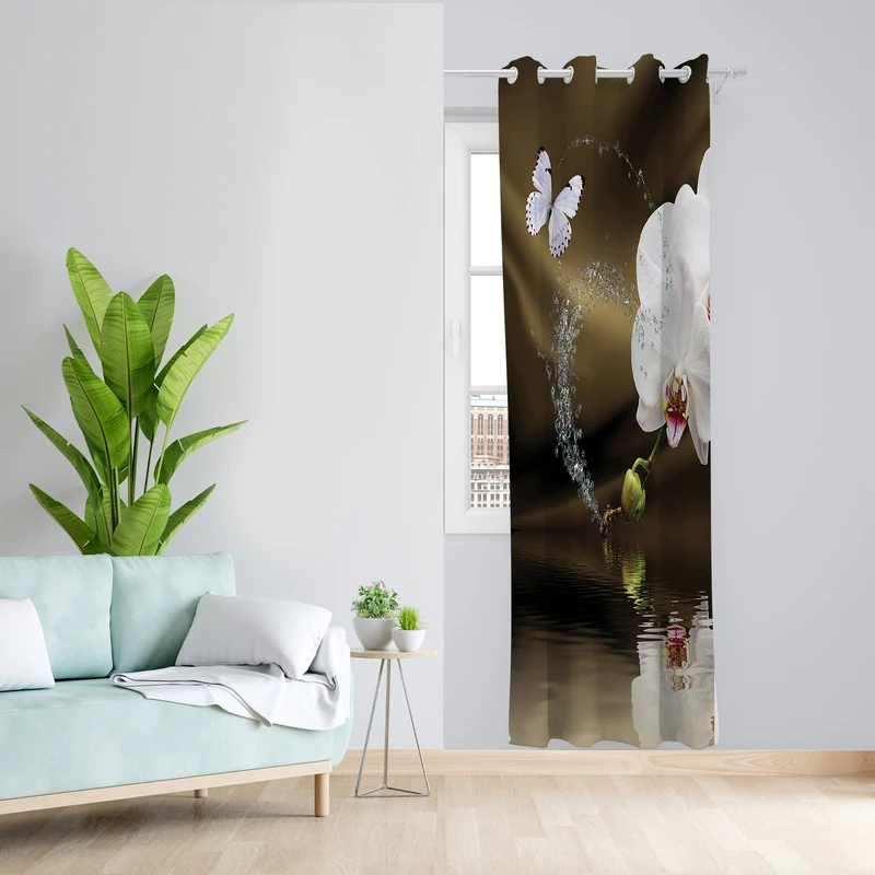 پرده طرح ارکیده مدل مخمل پانچی کد 2292 z سایز 140x200 سانتی متر