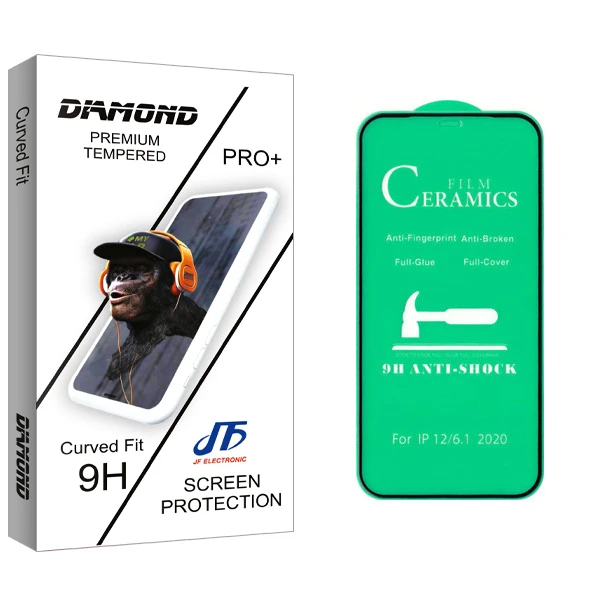 محافظ صفحه نمایش سرامیکی جی اف مدل Diamond glass مناسب برای گوشی موبایل اپل Iphone 12 / 12 Pro