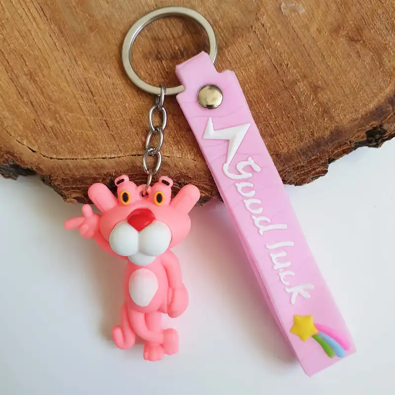 جاکلیدی مدل سیلیکونی طرح پلنگ صورتی کد DB21