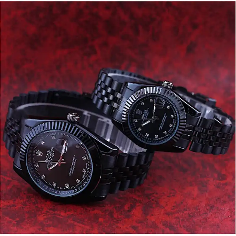 ست ساعت مچی عقربه ای زنانه و مردانه مدل تقویم دار Rol-009