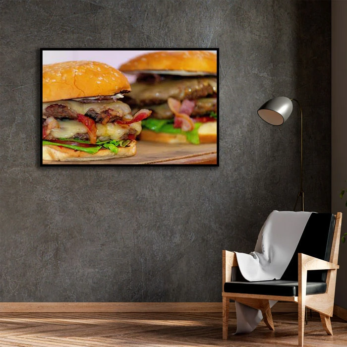 تابلو نوری بکلیت طرح برگر مدل B-D2163 فریم مشکی