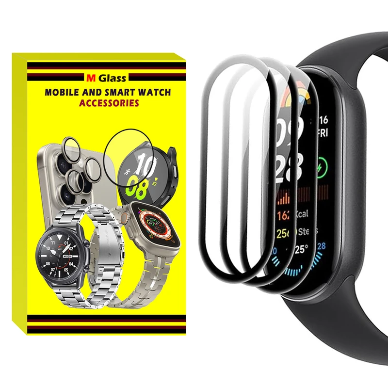 محافظ صفحه نمایش نانو ام‌گلس مدل GLS_Pmma مناسب برای ساعت هوشمند شیائومی Mi Band 10 12mm بسته سه عددی