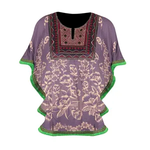 پانچو زنانه مدل گلدار سنتی رنگ بنفش