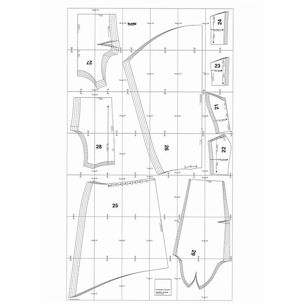 الگو خیاطی بالاتنه و آستین و دامن عروس بوردا متد مولر سایز 34 تا 42