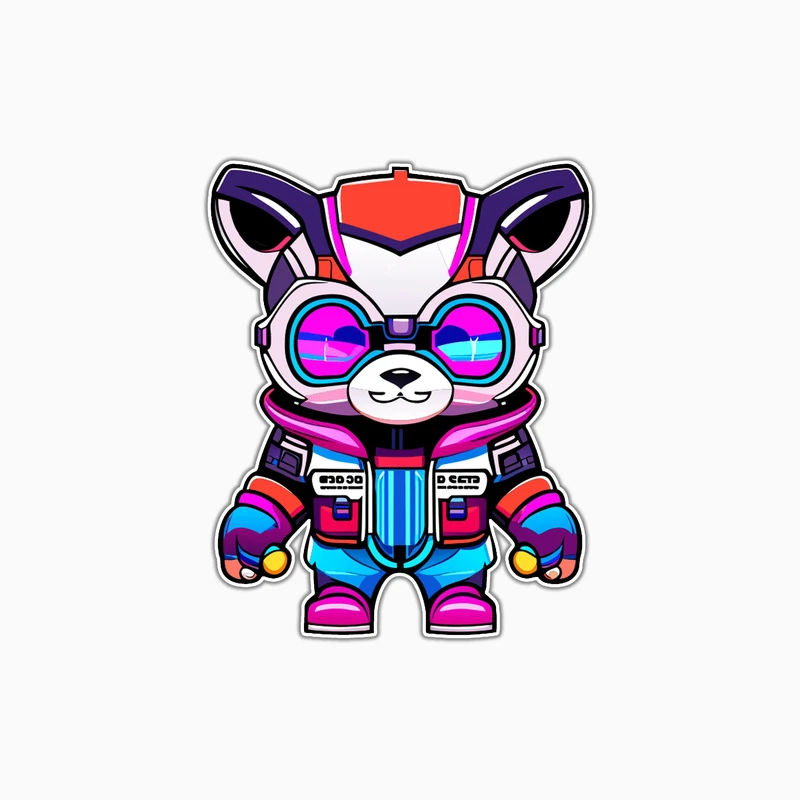 استیکر لپ تاپ و موبایل بووم طرح هاپو رنگارنگ مدل سایبرپانک کد KM34