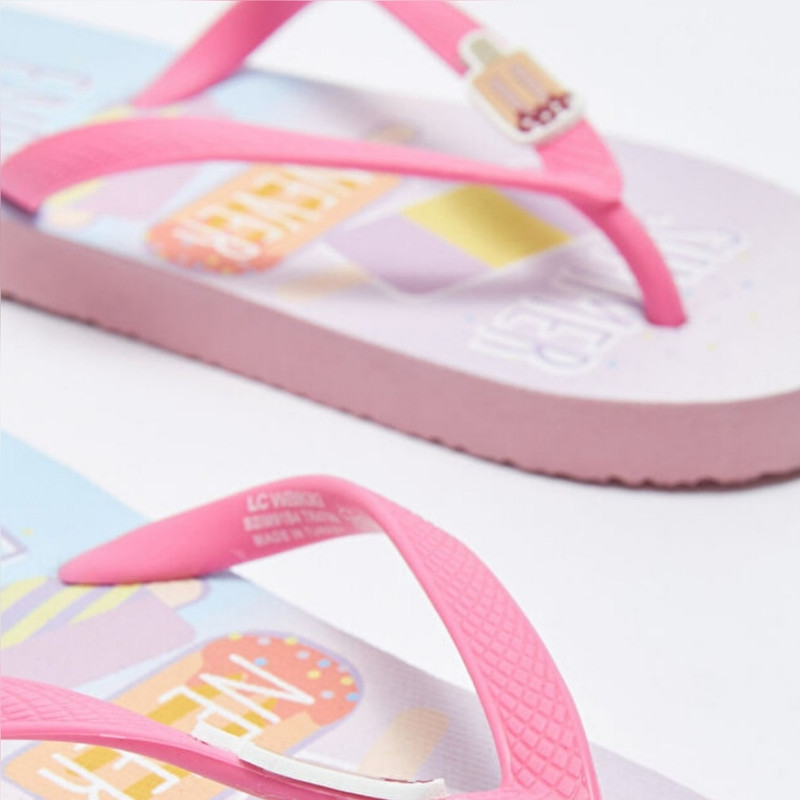 دمپایی لاانگشتی زنانه ال سی وایکیکی مدل بستنی پاستلی استپ دار