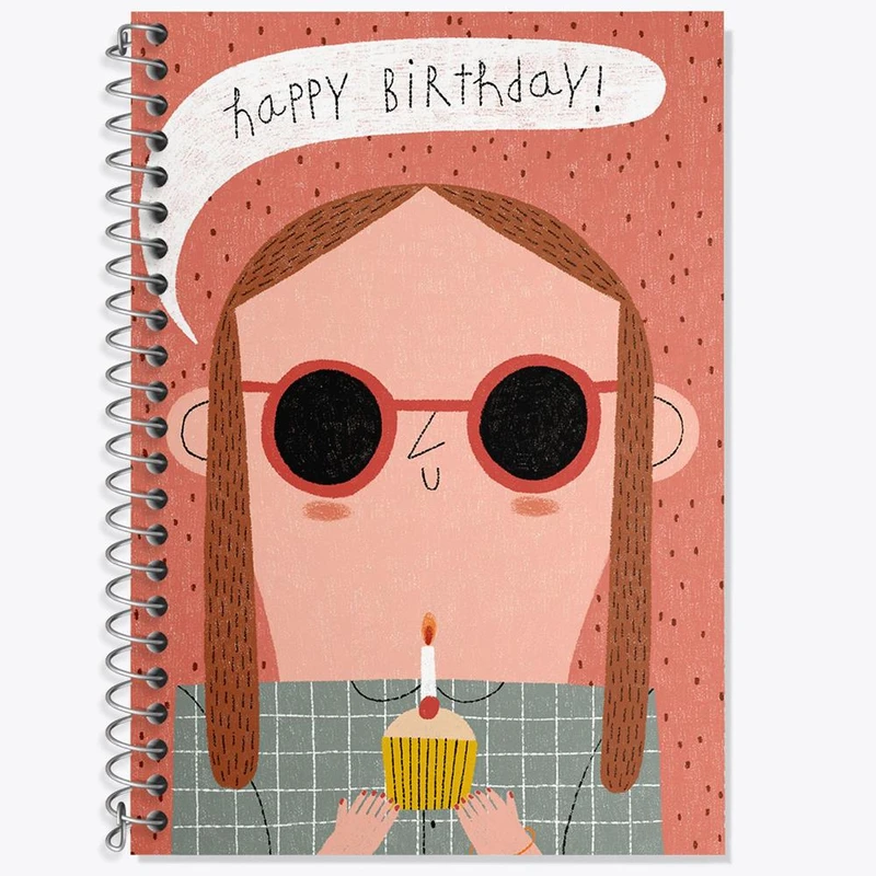 دفتر زبان 50 برگ خندالو مدل دو خط طرح تولد کد 28061