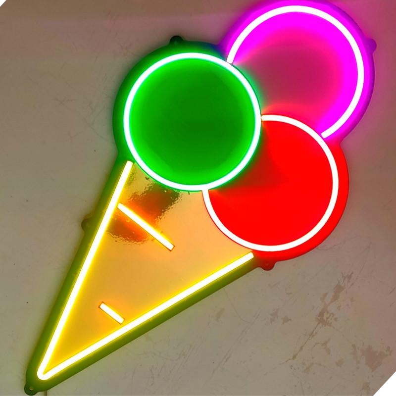 تابلو ال ای دی میشانه مدل نئون فلکسی بستنی کد BEHSAN_60cm