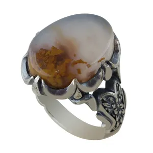 انگشتر نقره مردانه ملک زیور مدل عقیق شجر کد 1201