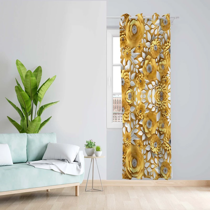 پرده طرح گل مدل مخمل پانچی کد 5160R z سایز 140x200 سانتی متر